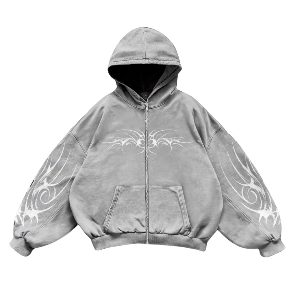 grey retro hoodie