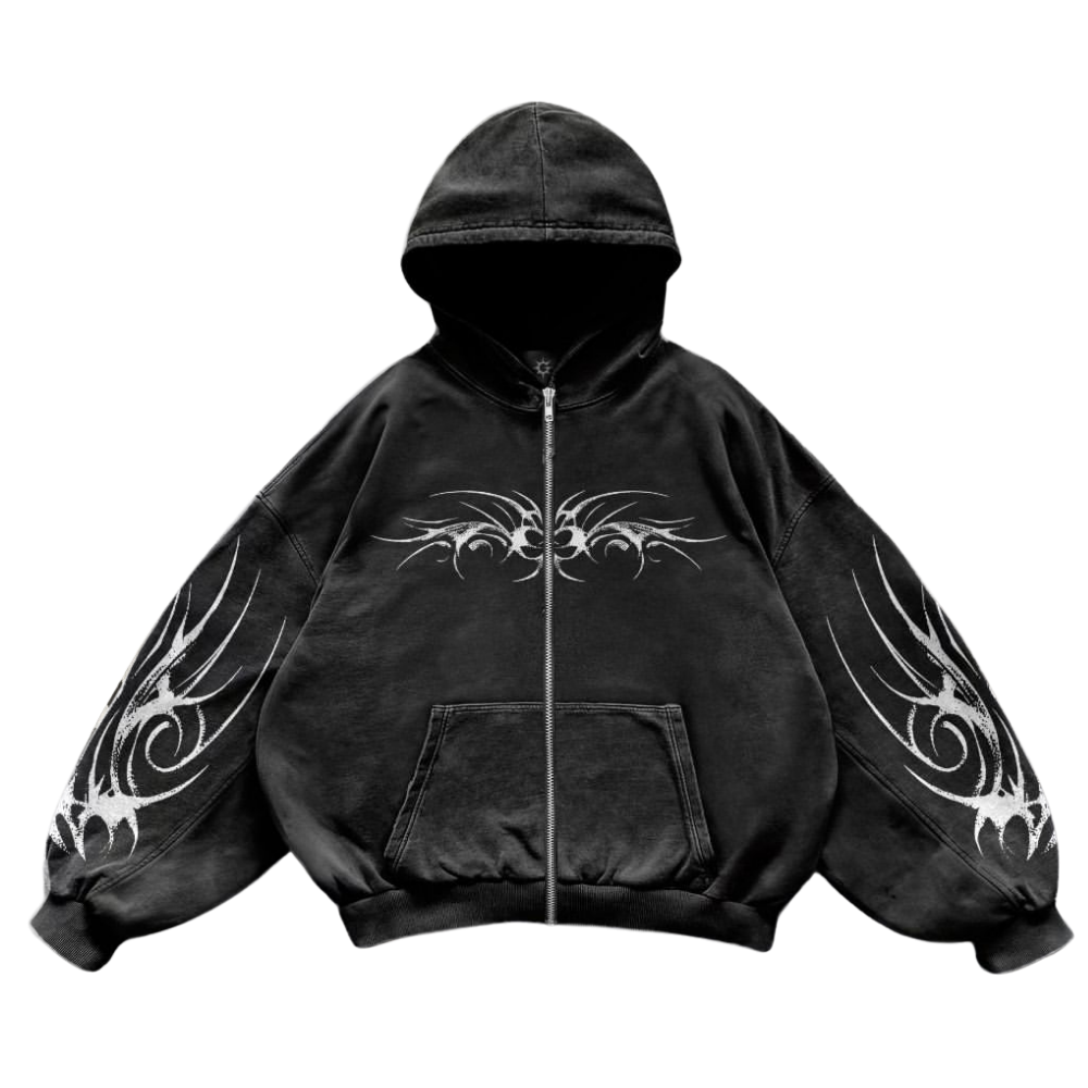 black retro hoodie