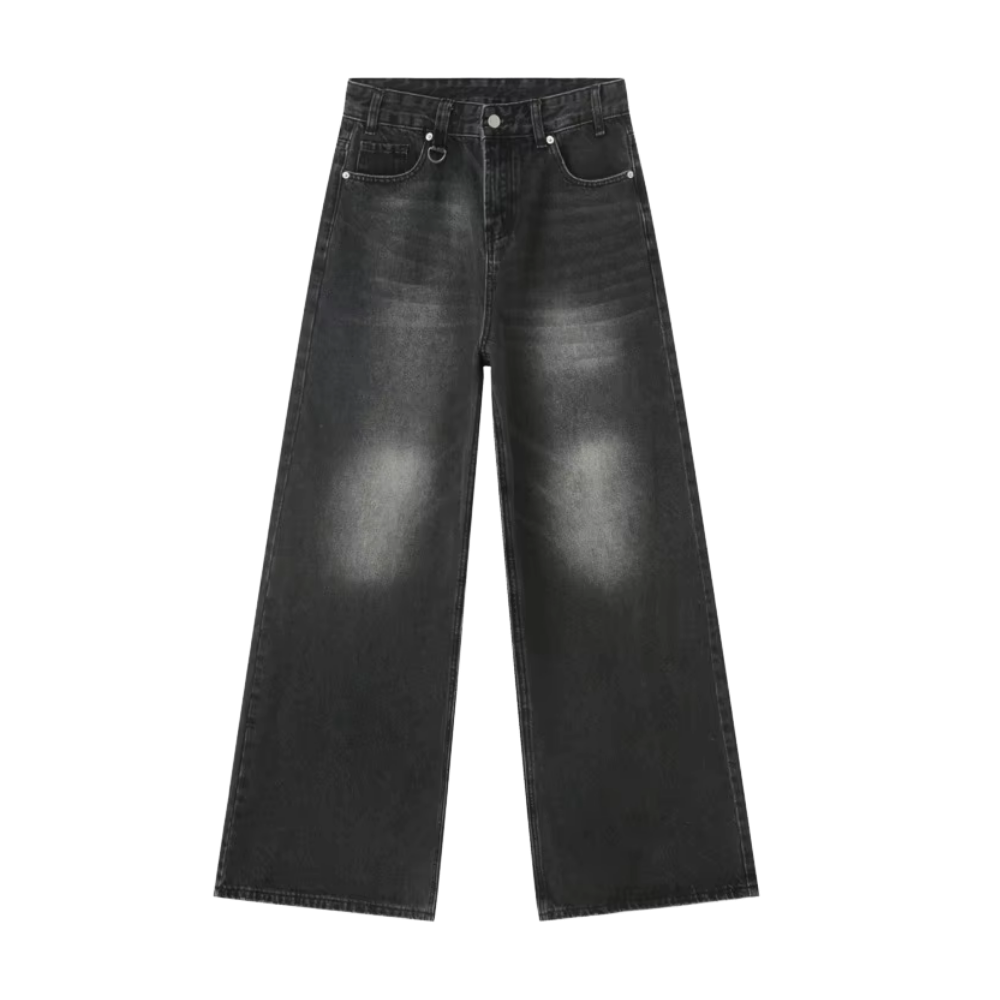 black fade baggy denim